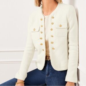 Talbots Berkshire Wool Blend Cropped Jacket Cream Size 12